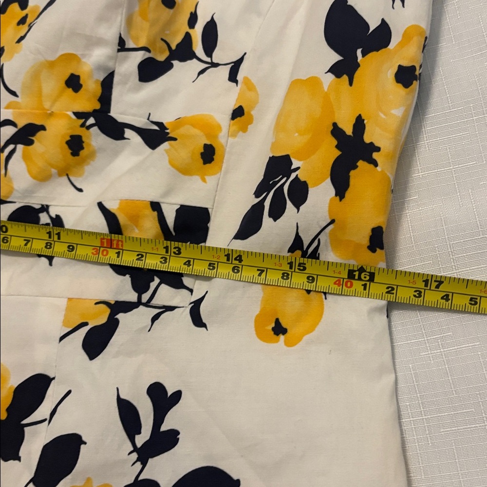 VTG J. Peterman White Shift Midi Dress w/Yellow Floral Design SZ 10 lined NWOT - Picture 8 of 12